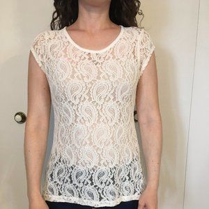 ivory lace short sleeve top The Limited (S)
